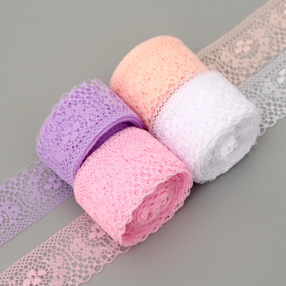 10Yard/Lot Cotton White Lace Trim Fabric Craft DIY Natural Lace Ribbon Sewing Clothing Embroidery Wedding Party Accessories 40mm