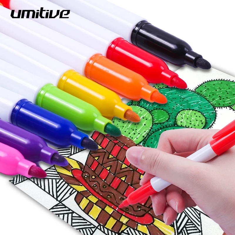 8 Pcs/Set Colorful Whiteboard Marker School Graffiti Markers Classroom Supplies Student for Children's Drawing Pen Stationery