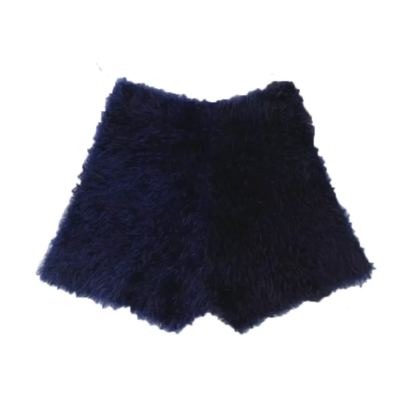 Short en fourrure de Mohair épaisse pour femme, bottes tricotées extensibles à taille haute, pantalons courts chauds, collection printemps et hiver