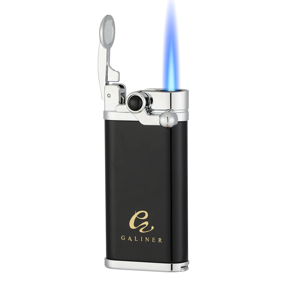 GALINER Windproof Cigar Lighter With Cigar Punch Cutter Smoking Accessories Refillable Gas Metal Jet Flame Torch Mechero Puro