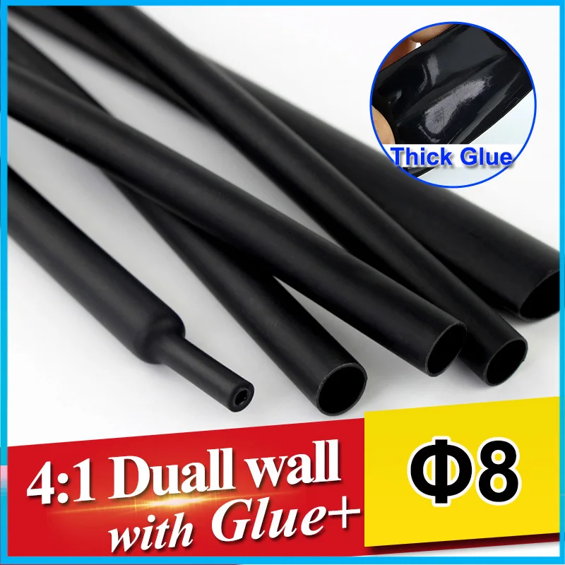 

1.22meter/lot 8mm 4:1 Heat Shrink Tube Dual Wall Tubing with thick Glue heatshrink Adhesive Lined Sleeve Wrap Wire Cable kit