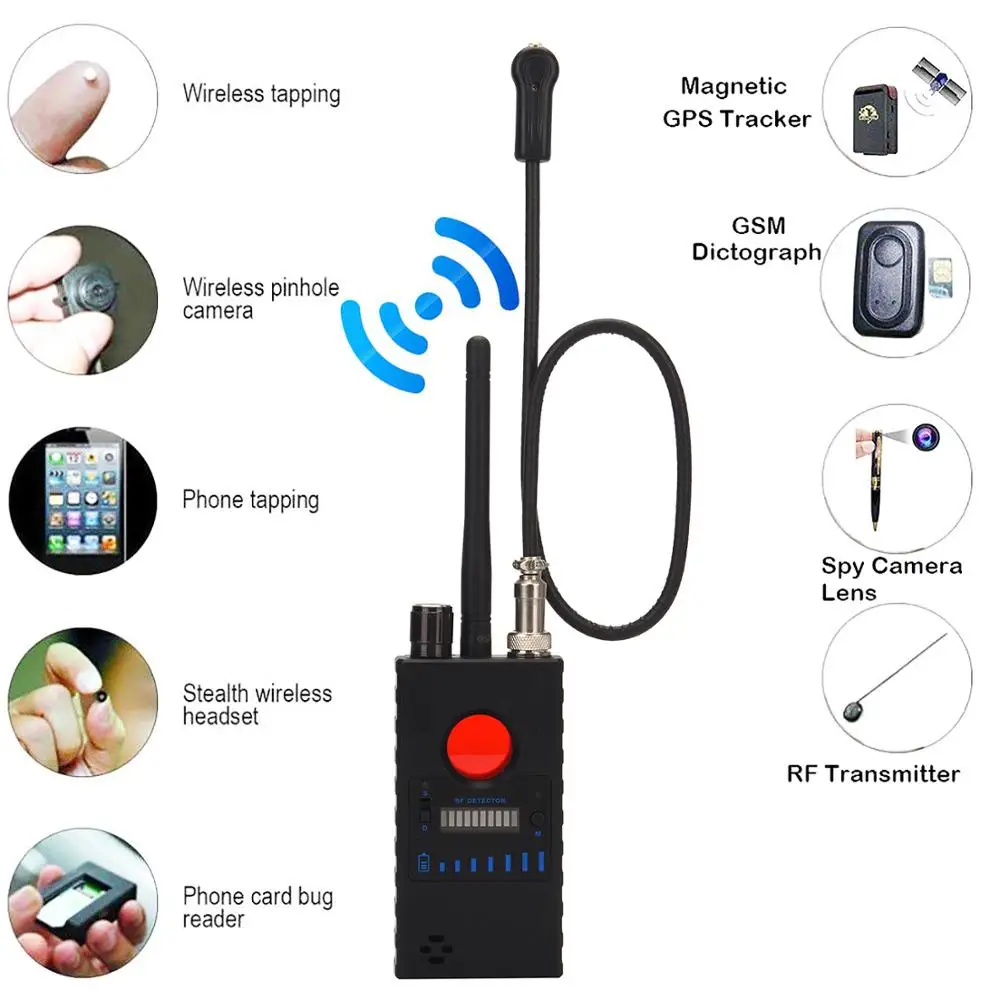 Detector antiespía RF inalámbrico, barredora de insectos ultrasensible para minicámara inalámbrica, dispositivo de escucha GSM