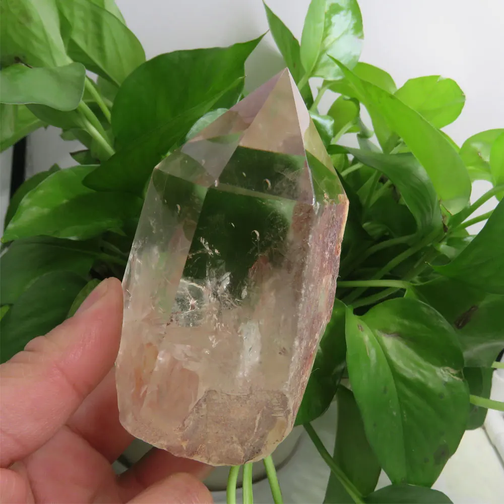 New Arrival ! 375g Natural AAA Clear Quartz Crystal Wand Single Terminated Point Healing Reiki Fengshui + Wooden Base