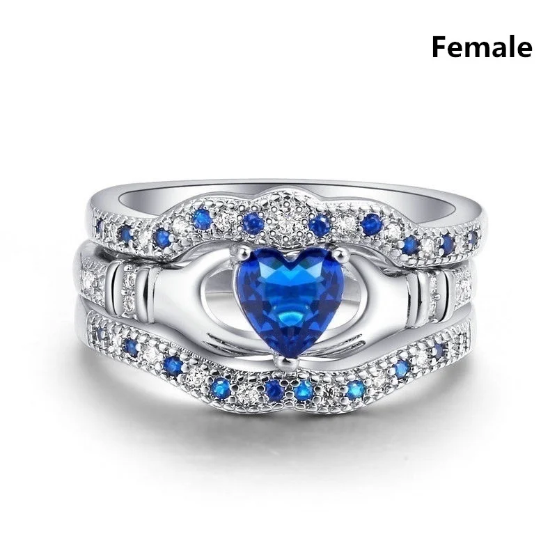 2025 Fashion Jewelry Couples Rings For Lovers Statement Wedding Bands Gift Cute Zircon Rings Set Trendy Stainless Steel Men Ring
