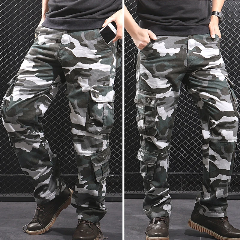 

Camouflage Cargo Pants for Men Spring Autumn Multi Pocket Joggers Men Pants Cotton Overalls Casual Trousers Size 29-44 MY328