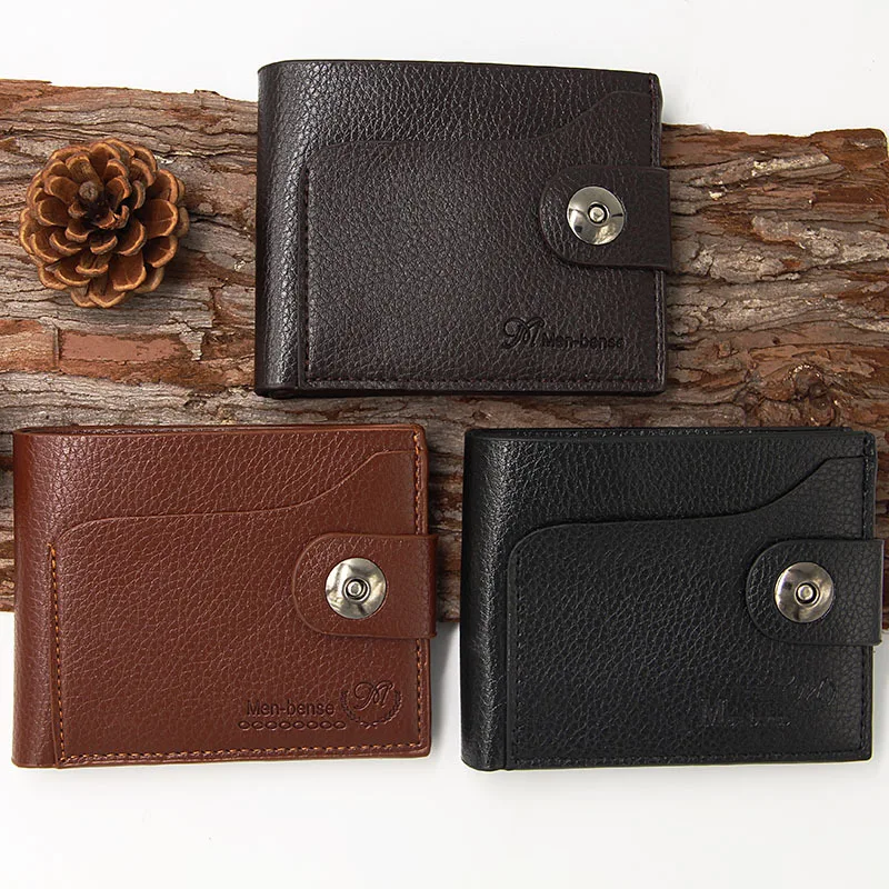 

MenBense Men Short Wallets Hasp Card Holder Money Purse Vintage Solid Casual Coin Change Pockets Bifold Male Purse