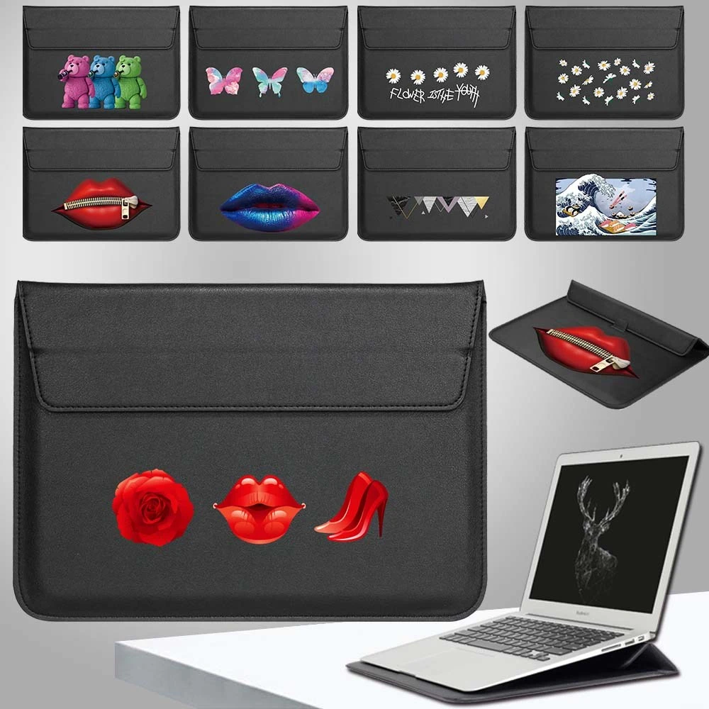 

For Macbook Air Pro 13 Case Laptop Bag Leather Stand Sleeve Briefcase Notebook Pouch for 11 12 15 16 Inch HP Huawei Xiaomi Cover