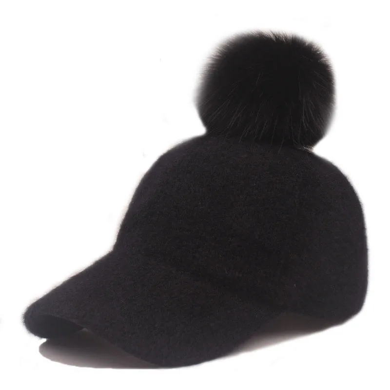 [YARBUU] New fashion brand high quality wool baseball cap Thicken Warm Pure color casquette hat with Hairball Men Women hats