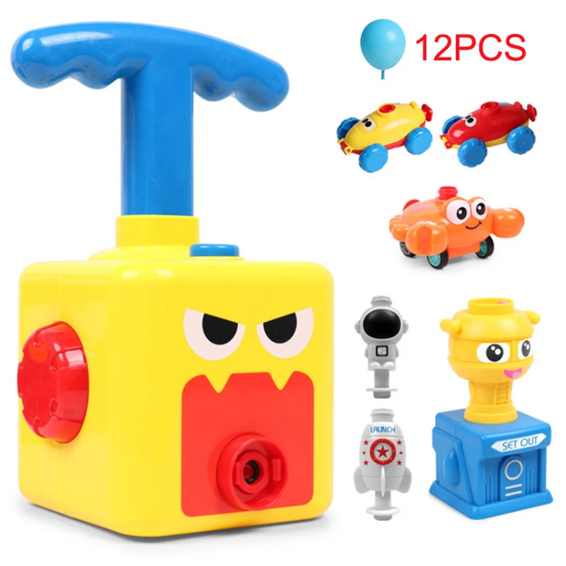 Children Air Inertial Power Balloon Car ToysTower Rocket Launcher Duck Frog Model Education Science Experiment Toy For Boy Gifts