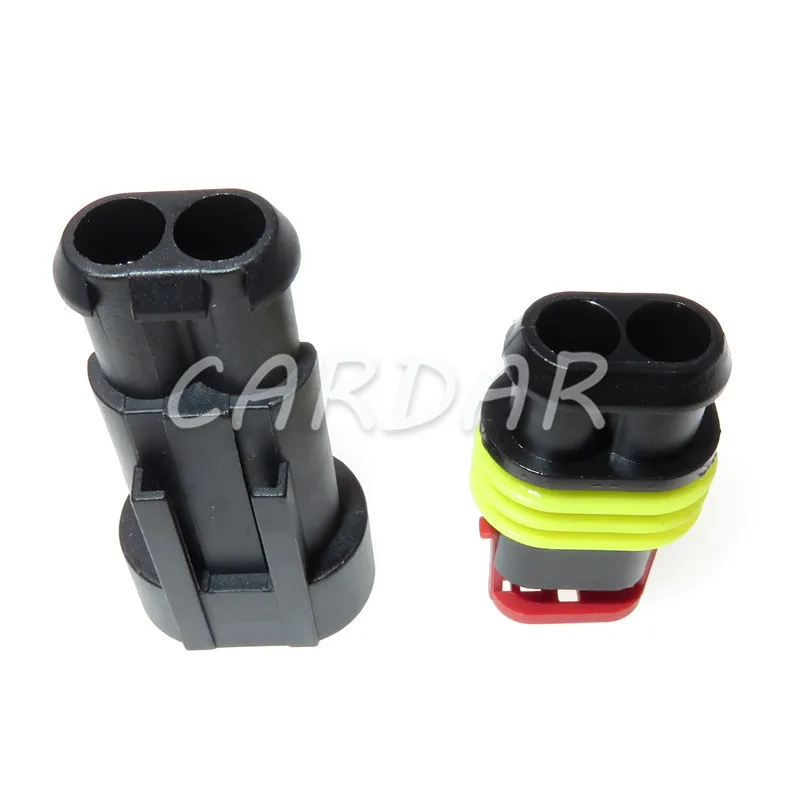 Conector eléctrico automotriz impermeable, enchufe de cableado para automóviles, supersellado, 2 pines, 282104-1, 282080-2 AMP, 1 juego