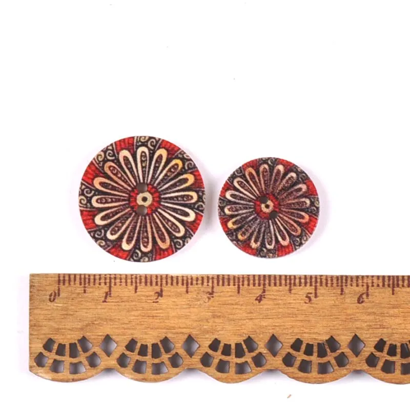 50pcs 15/20/25mm Vintage Round Mixed Wooden Buttons For Handmade Scrapbook Crafts Sewing Accessories Diy Apparel Supplies m2223