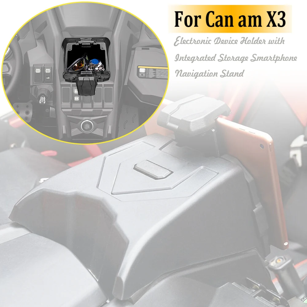 For Can Am Maverick X3 Models Black Electronic Device Holder With Integrated Storage 2017 2018 2019 2020