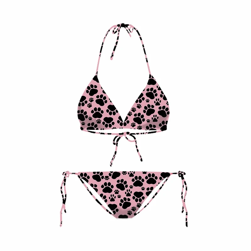 Hx Beste Vriend Hond Paw Print Bikini Sexy Badpak Grappige Hond 3d Cosplay Strand Vrouwen Bh Bandjes Lage Taille Bikini Set