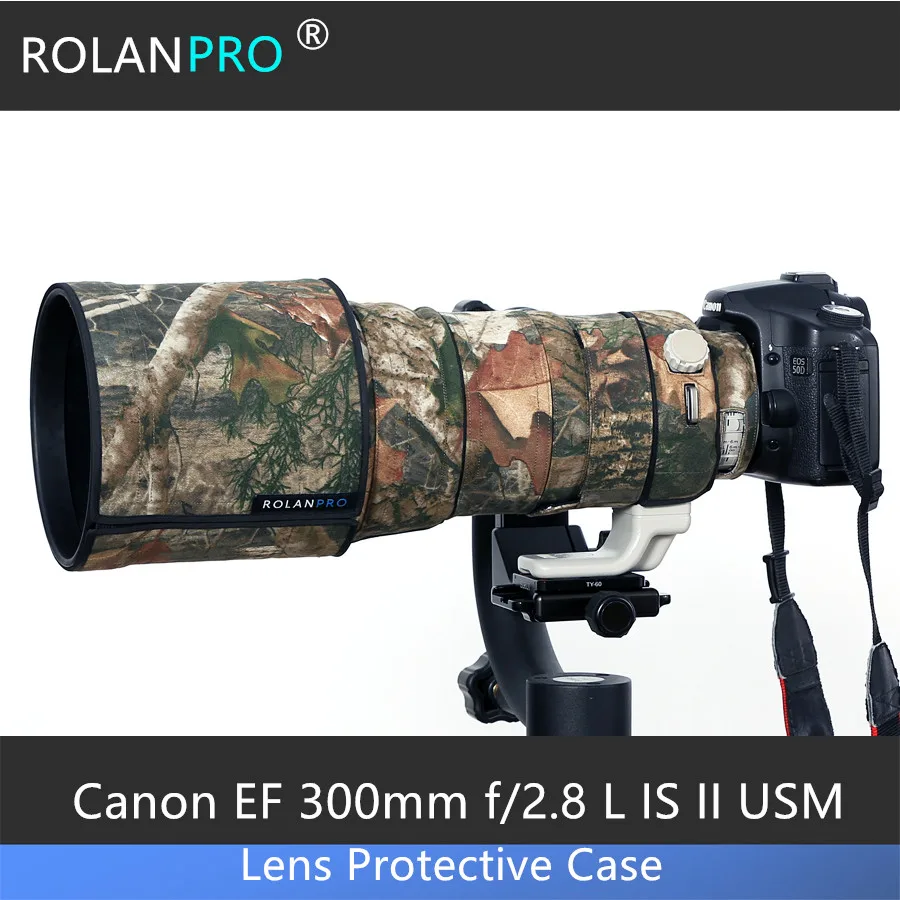 

ROLANPRO Waterproof lens camouflage coat rain cover For Canon EF 300mm f/2.8 L IS II USM lens protective case lens hood lens cap