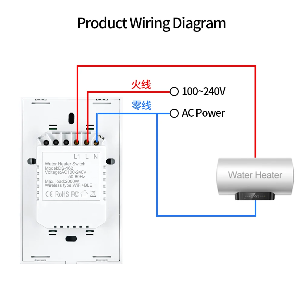 WiFi Smart Boiler Switch Water Heater Smart Life Tuya APP Remote Control  Alexa Echo Google Home Voice Control Glass Panel