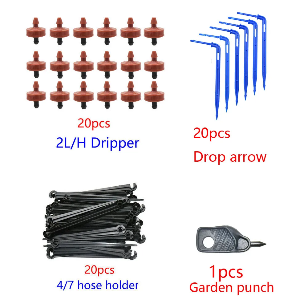 Kit de conector de gotero de riego por goteo para jardín, sistema de enfriamiento por pulverización de Micro niebla, manguera de 4/7mm, aspersor de riego automático con T