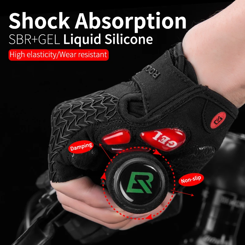 ROCKBROS Cycling Gloves Summer GEL Half Finger Shockproof Breathable Men Women MTB Road Bike Equipment Bicycle Accessories