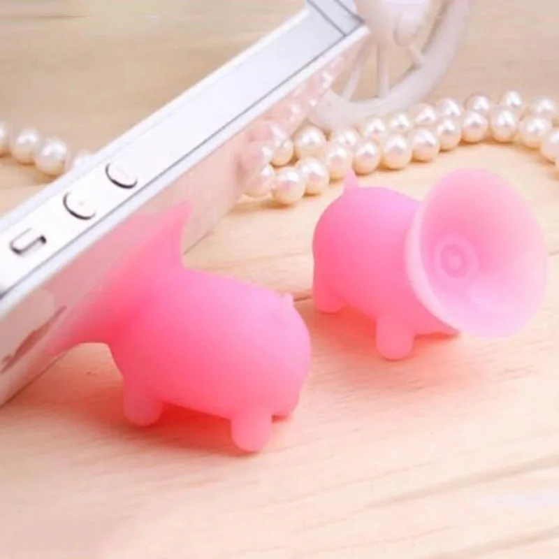 2Pcs/lot Cute Cartoon Suction Cup Mini Pig Mobile Phone Holder Stand for Iphone Xiaomi Universal Phone Mount Random Color