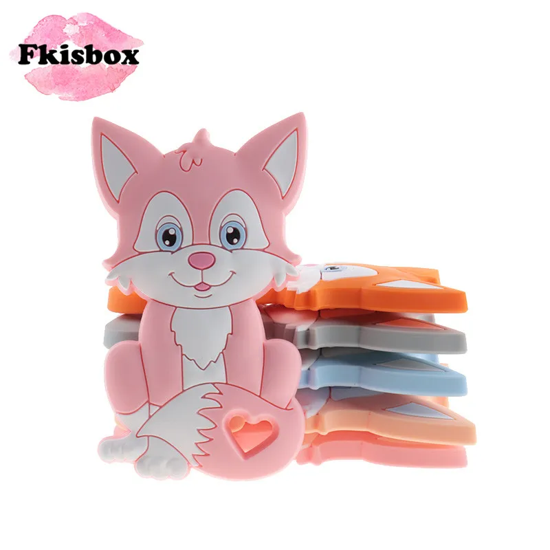 

Fkisbox 10 шт. мультяшная силиконовая лиса детский Прорезыватель для зубов для новорожденных Детская пустышка Успокаивающая цепочка аксессуары без бисфенола А