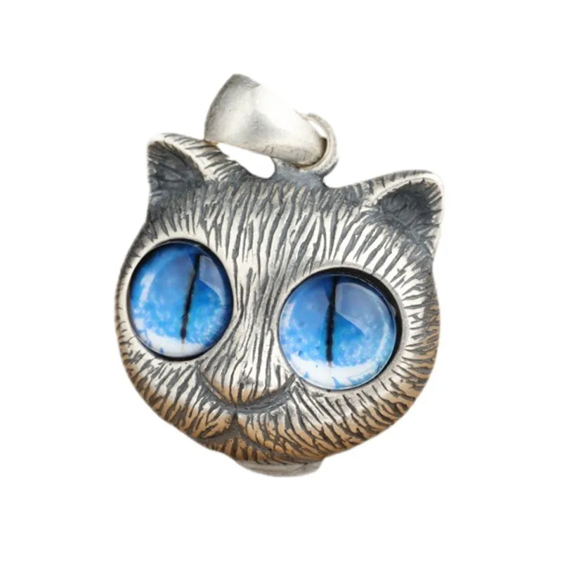 

BOCAI New Real S925 SilveJewelry Big-eyed Cute Cat Pendant for Woman 2021 Trend Devil's Eye Retro Personality Man Pendant