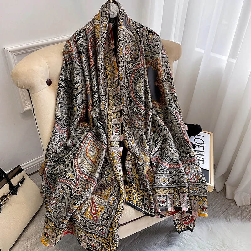 180*90Cm Thin New Lengthened Silk Scarves In Spring and Summer Ladies Long Korean Scarves Sunscreen Beach Towels Shawls