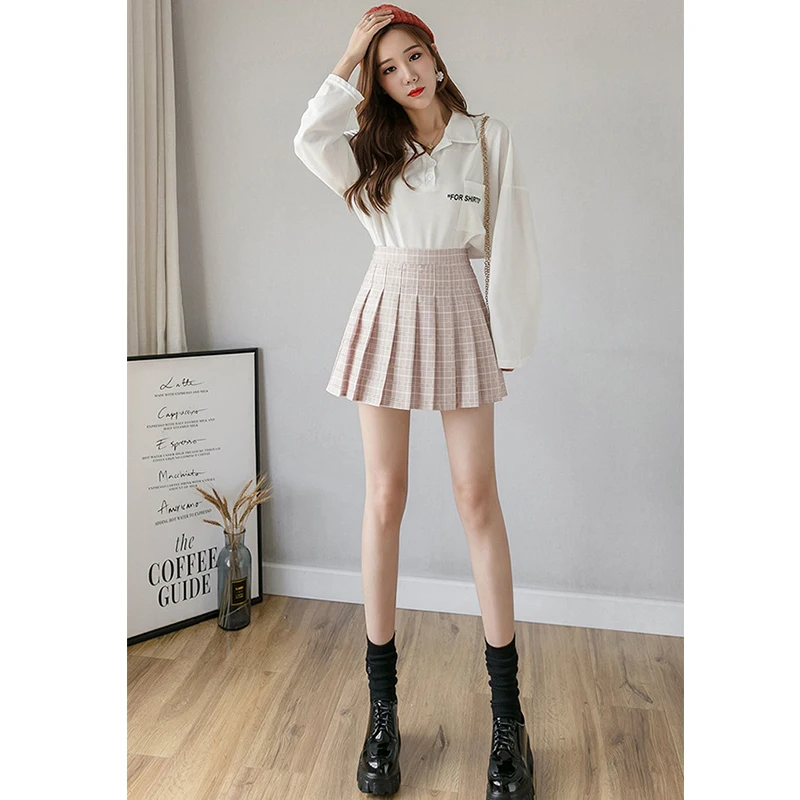 

Women's Korean High Waist Plaid Mini Skirt with Zipper, Cute Pleated Skirt, School Girls, New, Summer, 2024