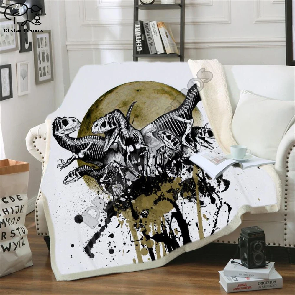 Kid Dinosaur Skull Fluffy Cotton Blanket Jurassic Cartoon Boys Girl throw blankets for beds Tyrannosauru Children Bedding Outlet