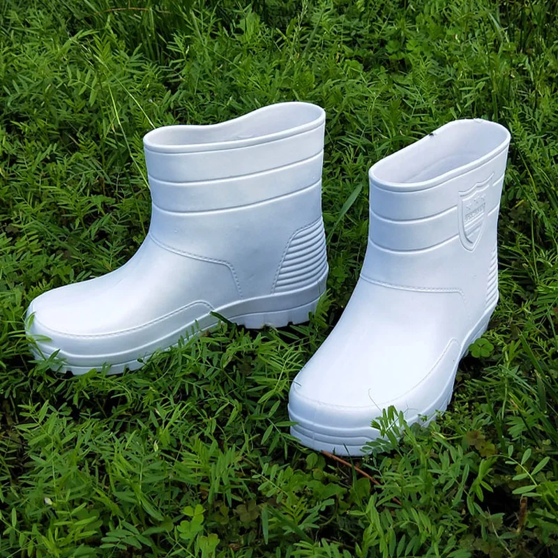 White Low barrel men\'s rain boots food processing EVA lightweight 18cm height acid-resistant suit for who fishing hike