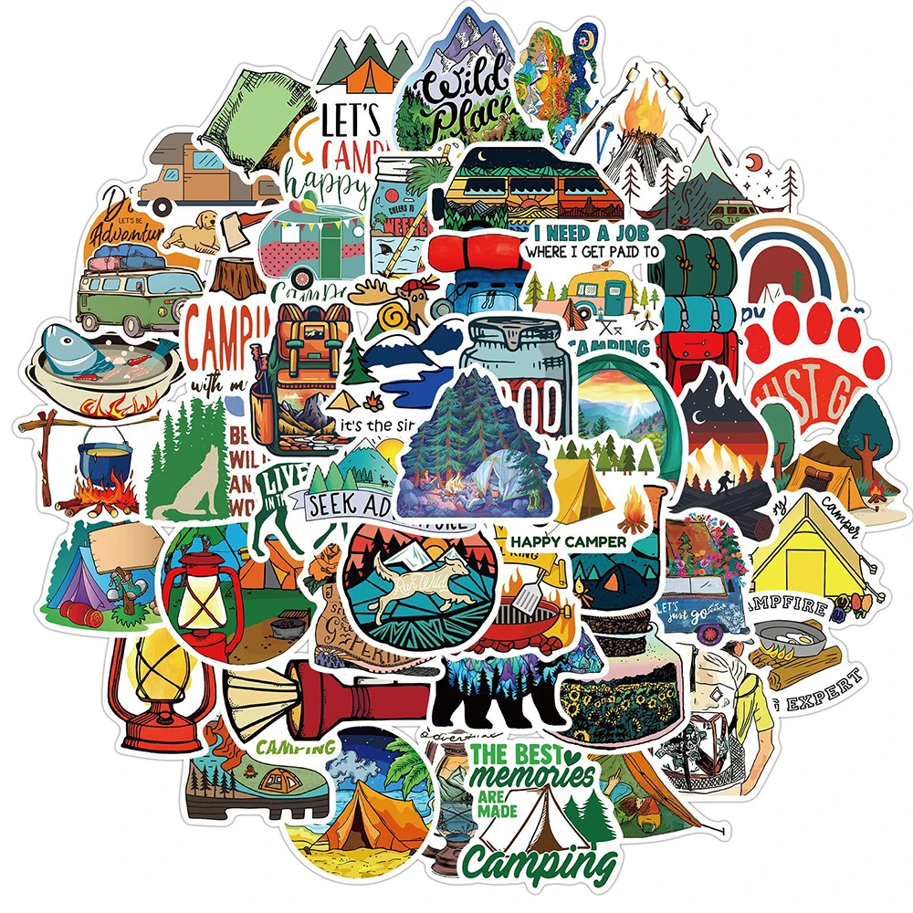 10/30/50PCS Camping Landscape Stickers Outdoor Adventure Climbing Waterproof Sticker to DIY Suitcase Laptop Bicycle Helmet Car