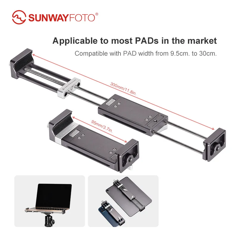 SUNWAYFOTO PC-03 Tablet Laptop Mount Smart Phone Bracket Tripod Bracket Accessories for Ipad Pro Holder Arca Swiss Stand Univers