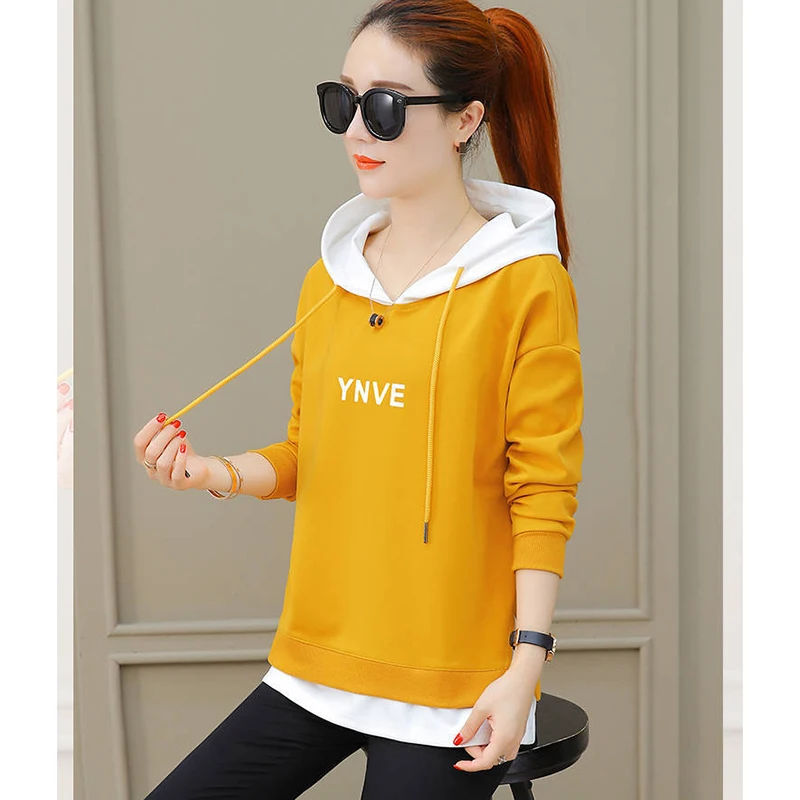 

Women Spring Autumn Style Sweatshirts Hoodies Lady Casual Long Sleeve Solid Color Hooded Pullover Sweatshirts Top RR0082