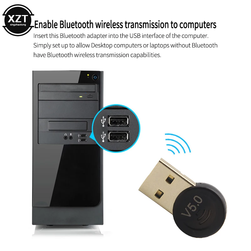 

USB Bluetooth5.0 Adapter Desktop Wireless Audio Receiver Transmitter Dongle for PS4 Computer Aux Audio Speaker Music