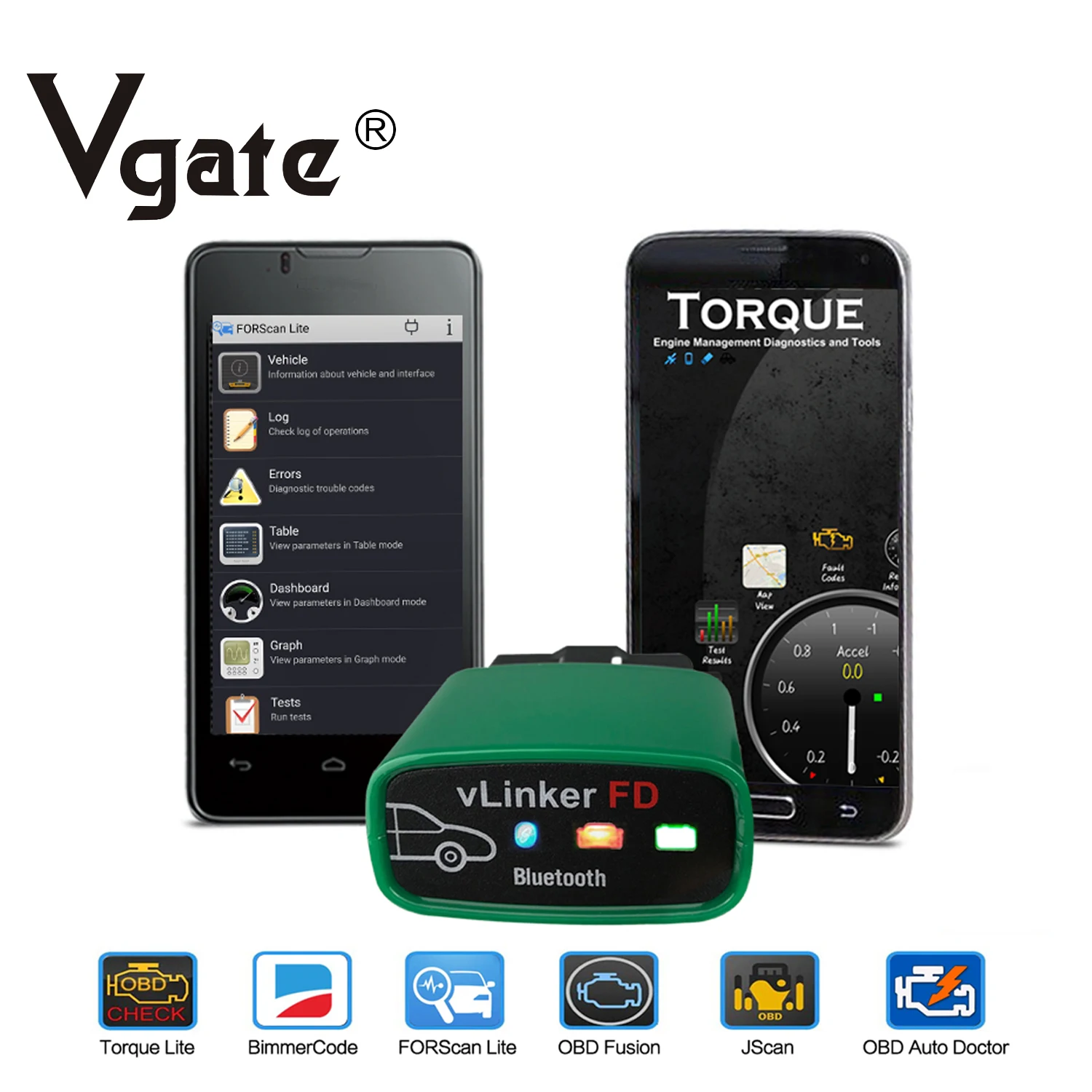 Vgate vLinker FD OBD2 Bluetooth Car Code Reader, OBDii Diagnostic Scanner for Android & Windows - Made for FORScan