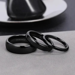 Kolmnsta 2/4/6mm Black Brushed Fashion Ceramic Ring Women Men Wedding Rings Engagement Band Female Jewelry bague Plus Size 4-14