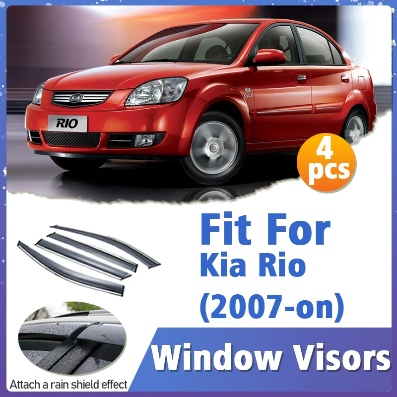 

Window Visor Guard for Kia Rio 2007-on 4pcs Vent Cover Trim Awnings Shelters Protection Sun Rain Deflector Auto Accessories