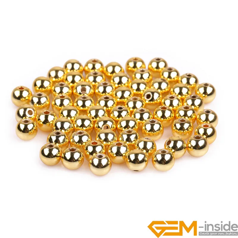 100 SZTUK 18 Żółte złoto wypełnione hipoalergiczne gładkie koraliki dystansowe do tworzenia biżuterii Bransoletka Naszyjnik 2,5 mm 3 mm 4 mm 5 mm 6 mm 8 mm