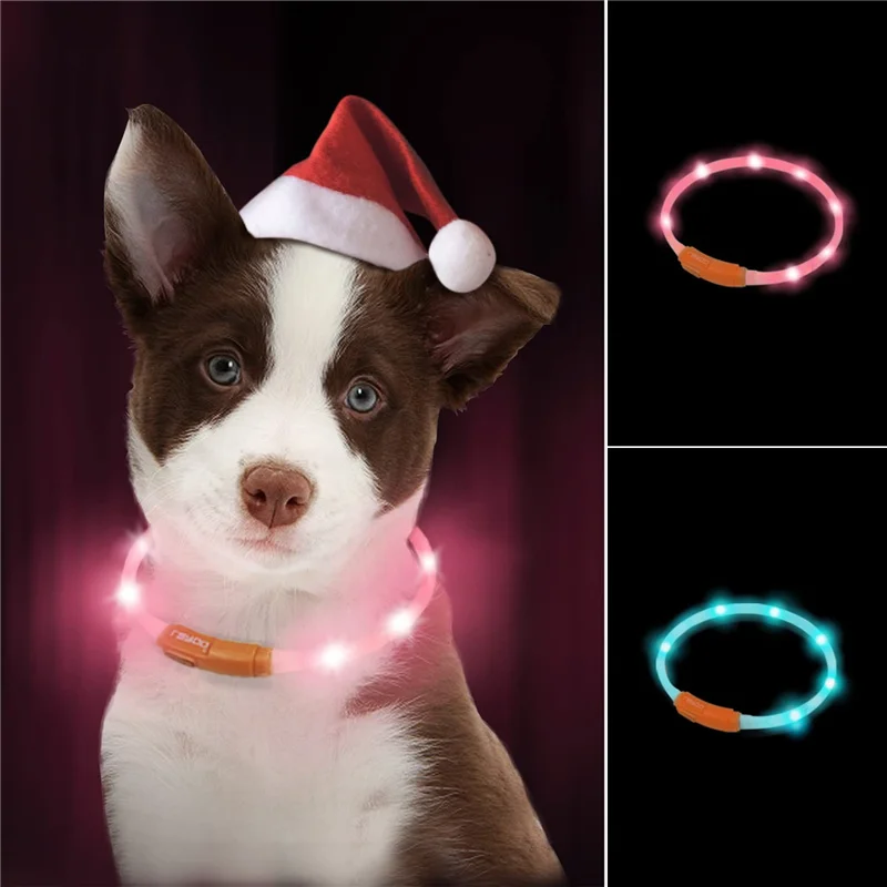 Dog Collar Lamp Belt Sling  Silicone Waterproof Night Walking Safety Lamp 3 Flashing Modes Light For Pet Cats Dogs Collar