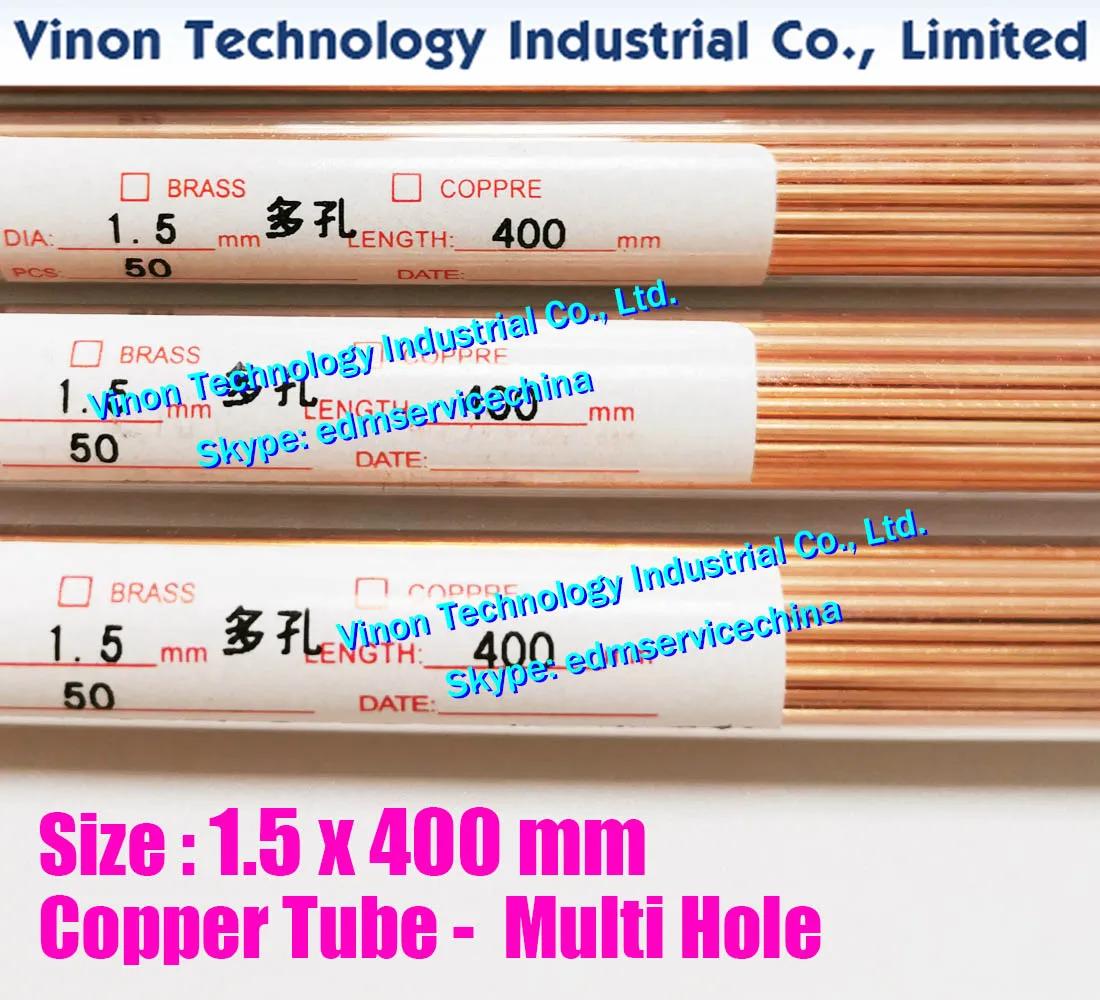 

(50PCS/LOT) 1.5x400mm Copper Tube Multihole, Copper EDM Tubing Electrode MultiChannel Dia. 1.5mm Length 400mm for Superdrill EDM