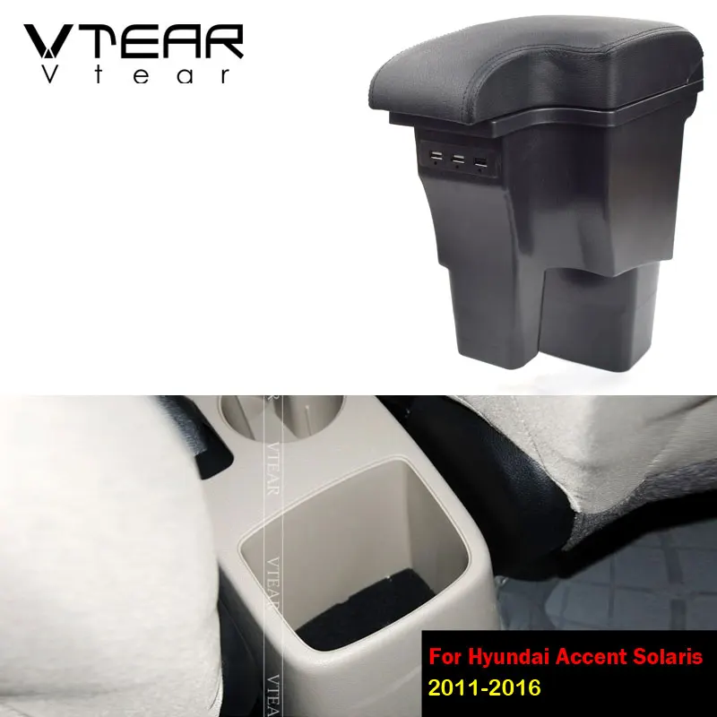 Vtear Car Armrest Box Interior Accessories Arm Rest Center Console Ashtray Cushion Decoration Parts For Hyundai Accent Solaris 2