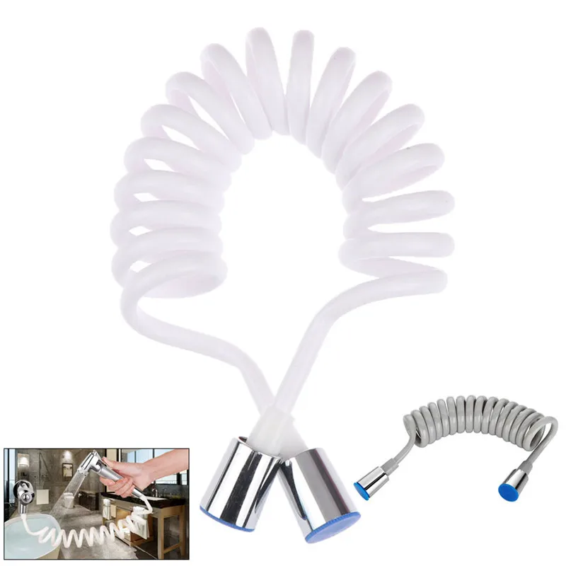 Copper Cap Shower Foam Bidet Telescopic Spring Hose PVC Spring Flexible Retractable Shower Hose Shower Head Toilet Bidet