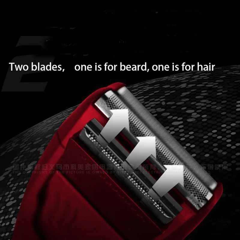 Kemei Electric Cordless Shaver Perfect Perrect Cut Twin Men Razor Floating Blade with Pop-up Trimmer Blade Rechargeable KM-1123