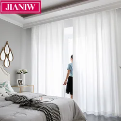 JIANIW Super Weich Luxuriösen Chiffon Solide Weiß Sheer Vorhang für Wohnzimmer Schlafzimmer Dekoration Fenster Voile Tüll Cortina