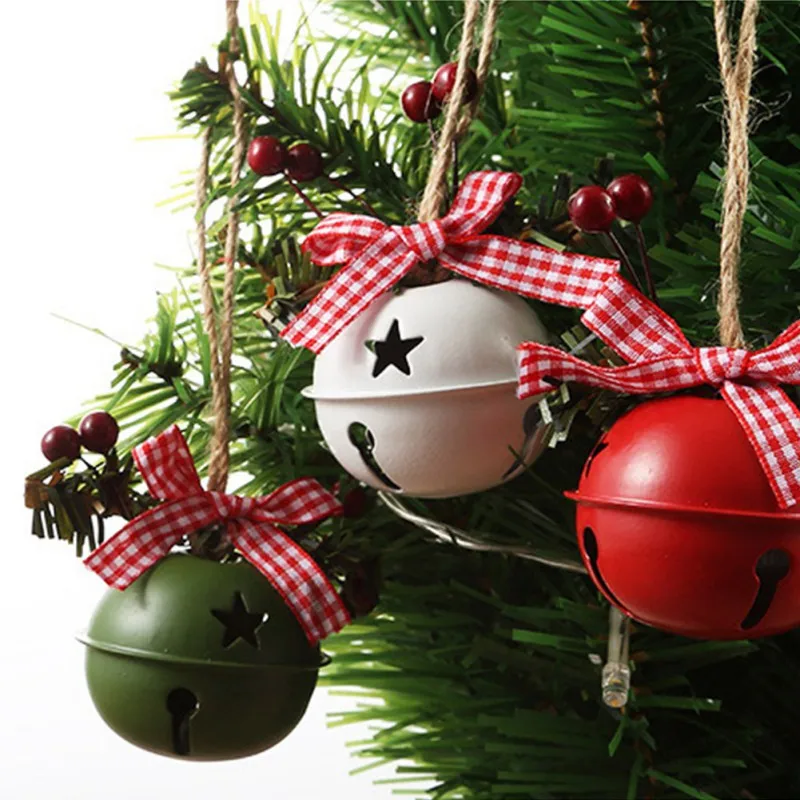 Christmas Tree Decoration Jingle Bells with Ribbon, DIY Crafts Accessories