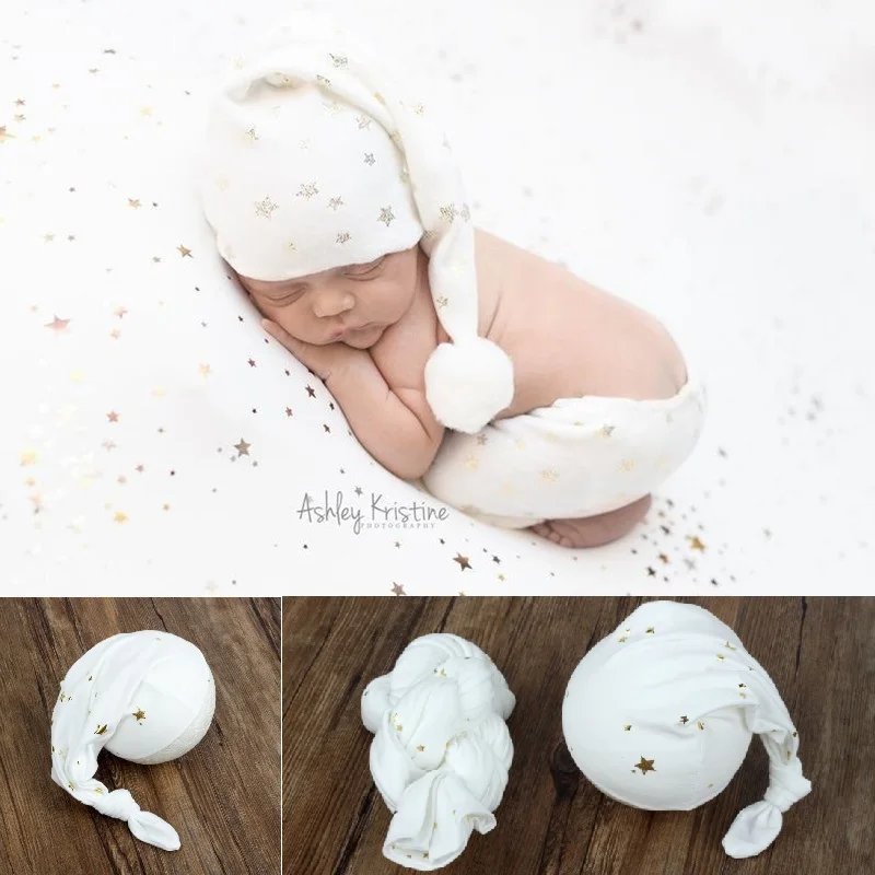 Newborn star wrap photography props,Baby hat fabric backdrop for photo prop