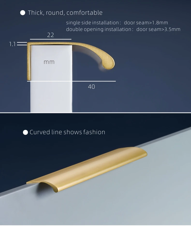 Dooroom Möbelgriffe aus massivem Messing, verdeckte Griffe, Schubladenknöpfe für Kleiderschrank, Kommode, Schrank, Schublade, Großhandel erhältlich – Detail 8