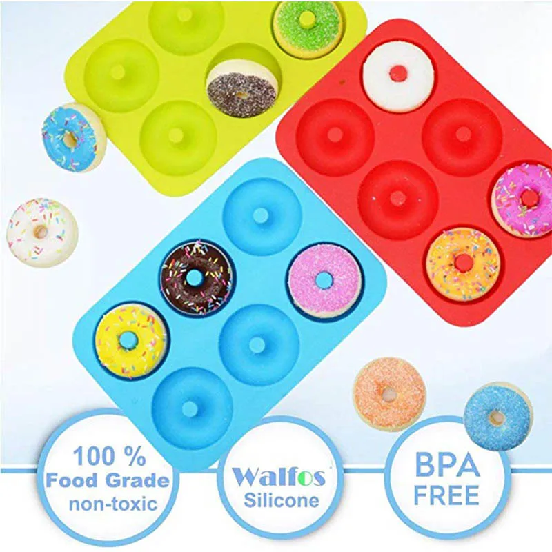 6 Holes Donuts Mold of Silicone Round Shape Donuts Mold Baking Jelly Fondant Mold Chocolate Cake Decorating Cooking Tool Pastry