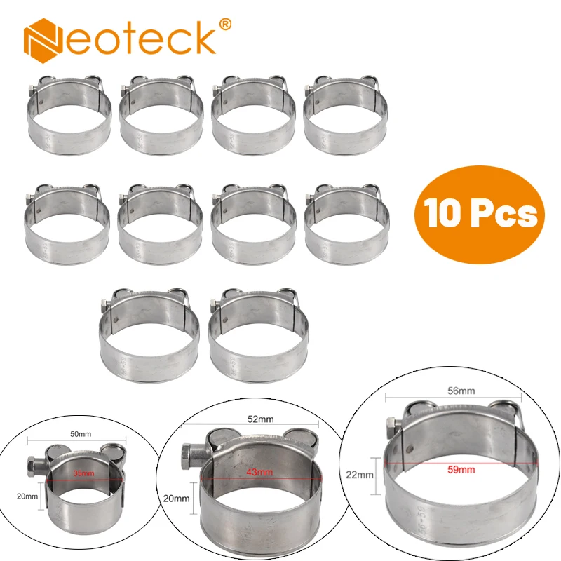 Neoteck 10 Pcs stainless steel hose clamp For heavy duty exhaust turbocharged car hinge pin clip Hose Clamps 35mm 43mm 59mm