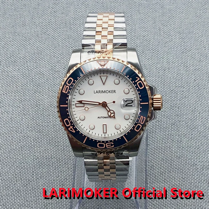 

LARIMOKER 40mm New Rose Gold Mechanical Men Watch Use 24 jewel NH35 PT5000 Miyota 8215 Sapphire Glass Jubilee Bracelet