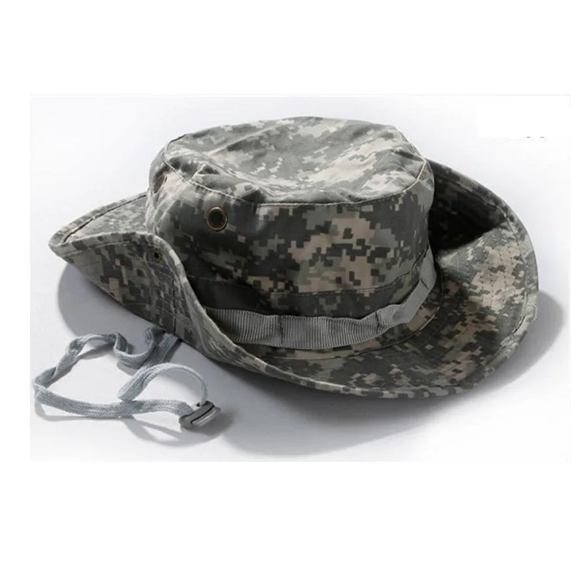 Tactical Hunting Boonie Hat Military Camo Bucket Sun Cap Waterproof Fishing Outdoor Camping Fisherman Hats With String Men