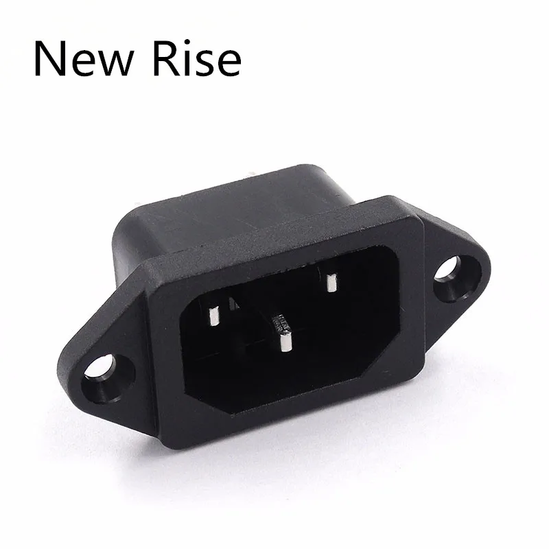 1PC AC Power Socket 250V 10A 3 pins Male Plug Panel Power Charging Outlet AC-14 Connector With Waterproof Cap